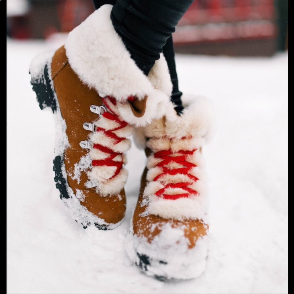 J.Crew Pecan Glazed Winter Nordic Boots Size 6